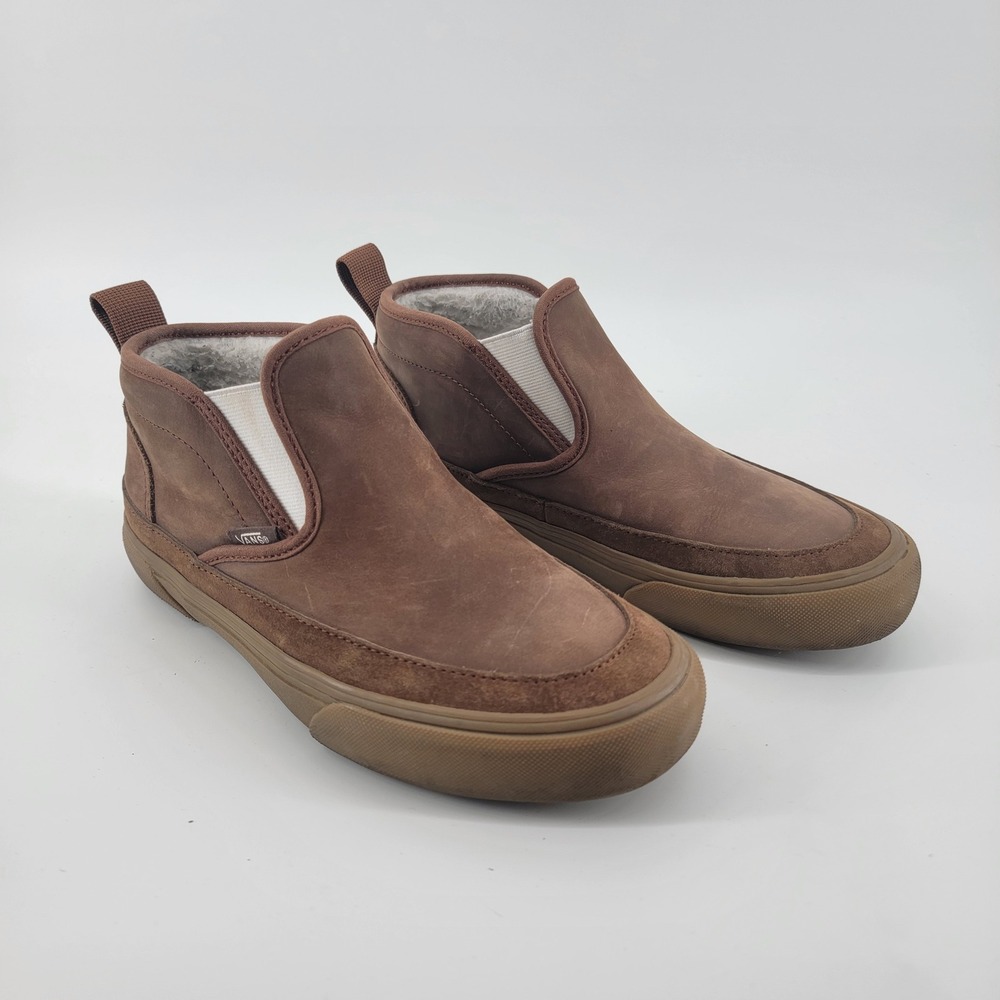 Vans Mid Slip MTE Mens 6.5 Womens 8 Brown Leather Weather Resistant